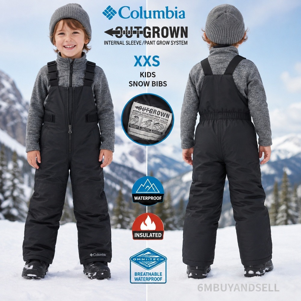Columbia Kids XXS Black Adventure Ride Snow Bibs Insulated Waterproof SB8394